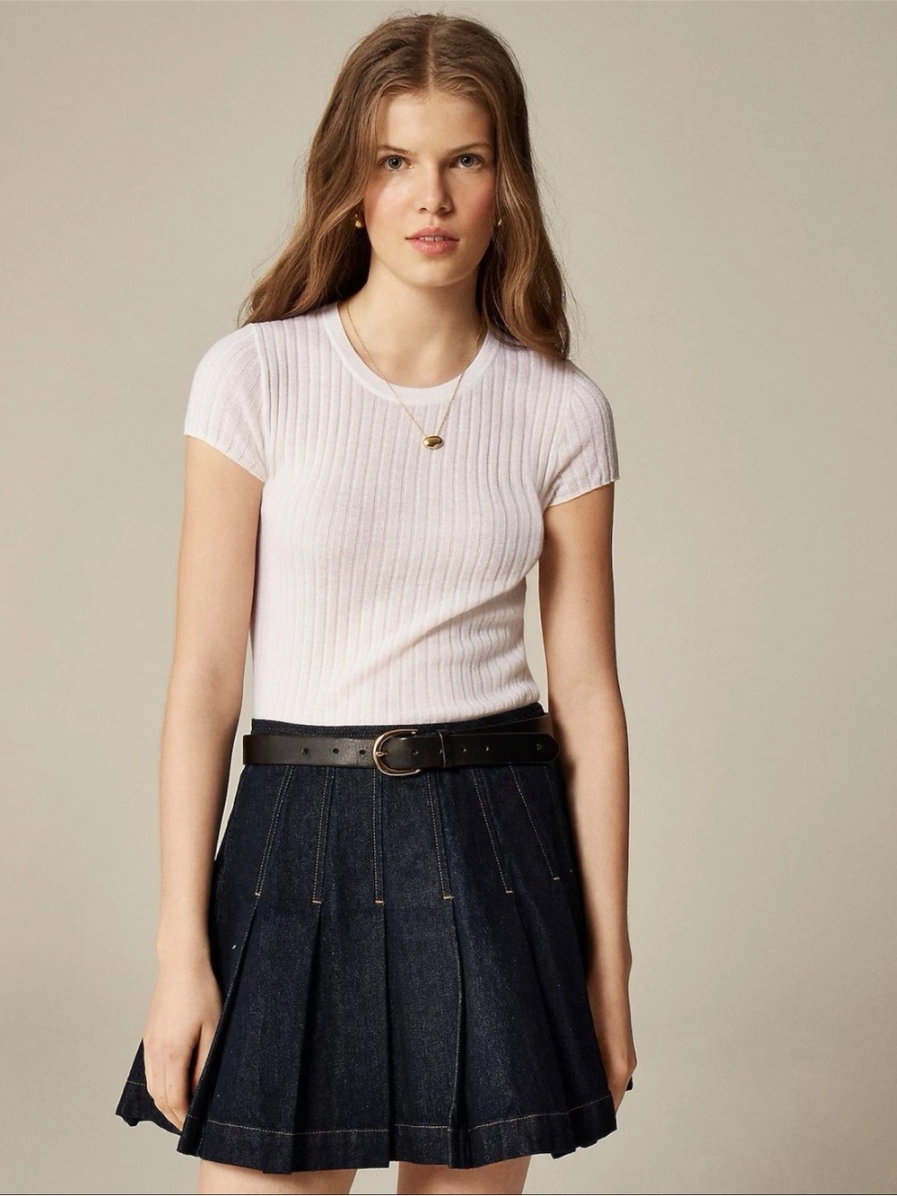 NWOT J Crew New Ribbed Featherweight Cashmere T Shirt Size XS